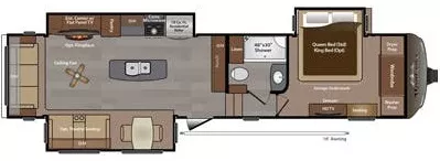 37' 2016 Keystone Montana 3611RL w/3 Slides Floorplan