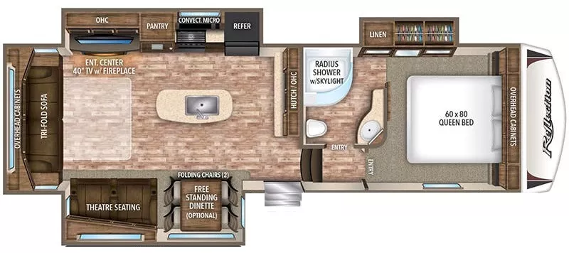 33' 2017 Grand Design Reflection 303RLS w/3 Slides Floorplan