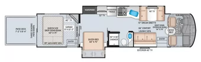 39' 2020 Thor Outlaw Series 38MB w/2 Slides - Toy Hauler Floorplan