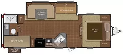 29' 2014 Keystone Hideout 268LHS w/Slide - Bunk House Floorplan