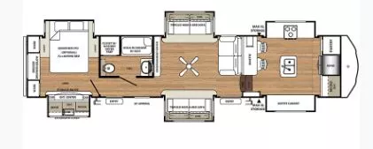 41' 2019 Forest River Sandpiper 38FKOK w/6 Slides Floorplan