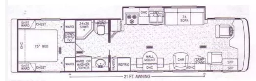 38' 1998 Newmar Dutchstar 3865 300hp Cummins Floorplan