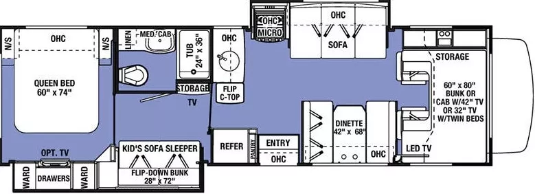 32' 2017 Forest River Sunseeker 317 w/2 Slides - Bunk House Floorplan