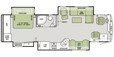 34' 2015 Tiffin Allegro Red 33AA 340hp N/A w/4 Slides Floorplan