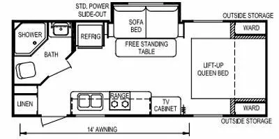 25' 2013 Skyline Texan Select 225 w/Slide Floorplan