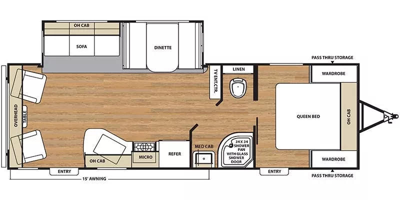 29' 2017 Coachmen Catalina 263RLS w/Slide Floorplan