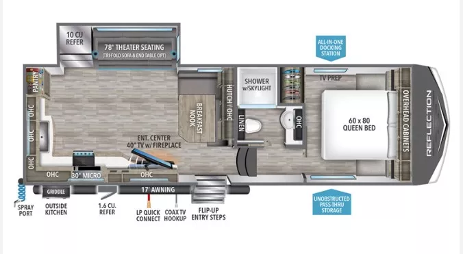 30' 2023 Grand Design Reflection 270BN w/Slide Floorplan