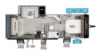 30' 2022 Grand Design Transcend Xplor 245RL w/Slide Floorplan