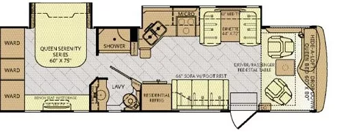 33' 2017 Fleetwood Pace Arrow 33D 300hp Cummins w/2 Slides Floorplan