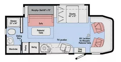 26' 2018 Winnebago Navion 24D w/Slide Floorplan