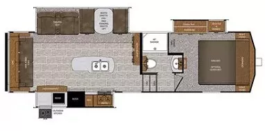 32' 2019 Forest River Wildcat 290RL w/3 Slides Floorplan
