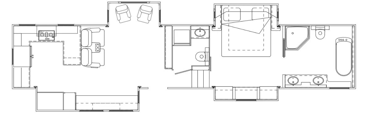40' 2019 New Horizons Majestic M403S w/3 Slides & Generator Floorplan