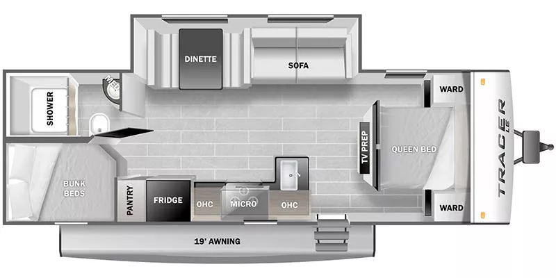 29' 2023 Forest River Tracer 260BHSLE w/Slide - Bunk House Floorplan