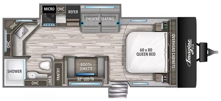 26' 2021 Grand Design Imagine Xls 22MLE w/Slide Floorplan