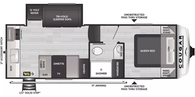 26' 2024 Keystone Cougar 2100RK w/2 Slides Floorplan