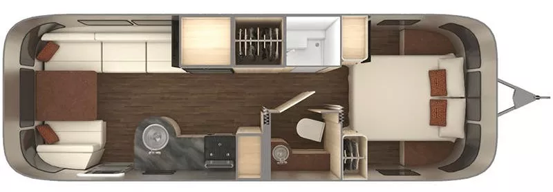 28' 2022 Airstream International 27FB QUEEN Floorplan