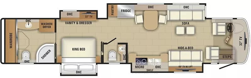 45' 2018 Entegra Coach Anthem 44W 450hp Caterpillar w/4 Slides Floorplan