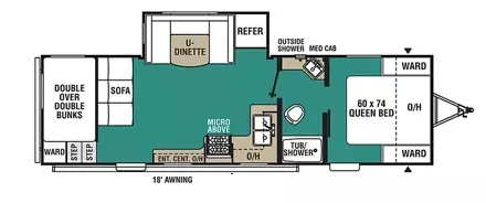 32' 2021 Forest River Coachmen Clipper 262BHS w/Slide Floorplan