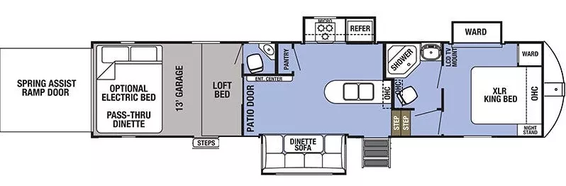 39' 2018 Forest River Xlr Boost Toy Hauler 37TSX13 w/3 Slides - Bunk House Floorplan