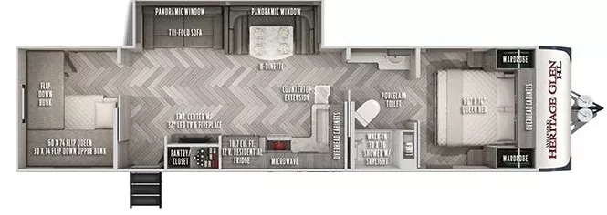36' 2021 Forest River Wildwood Heritage Glen Hl 29XBHL w/Slide - Bunk House Floorplan