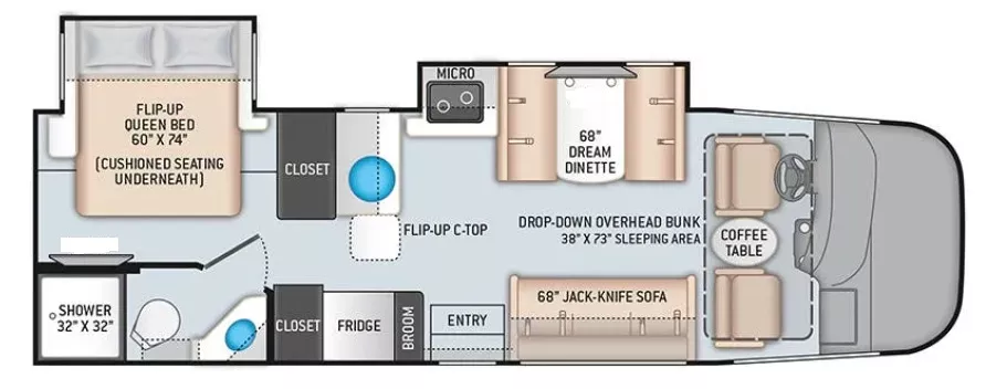 28' 2021 Thor Vegas 27.7 w/2 Slides Floorplan