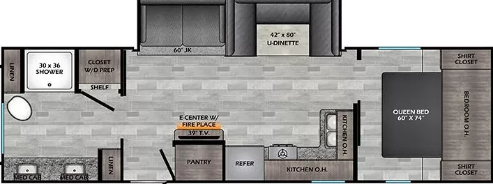 32' 2021 Crossroads Zinger 280RB w/Slide Floorplan