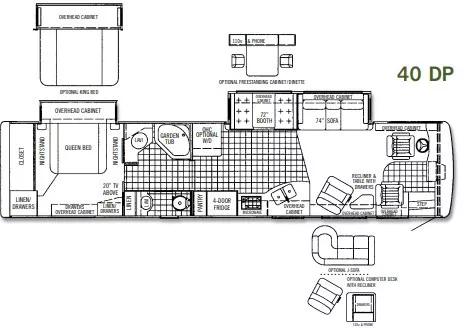 40' 2004 Tiffin Allegro Bus 40DP 400hp Cummins w/2 Slides Floorplan