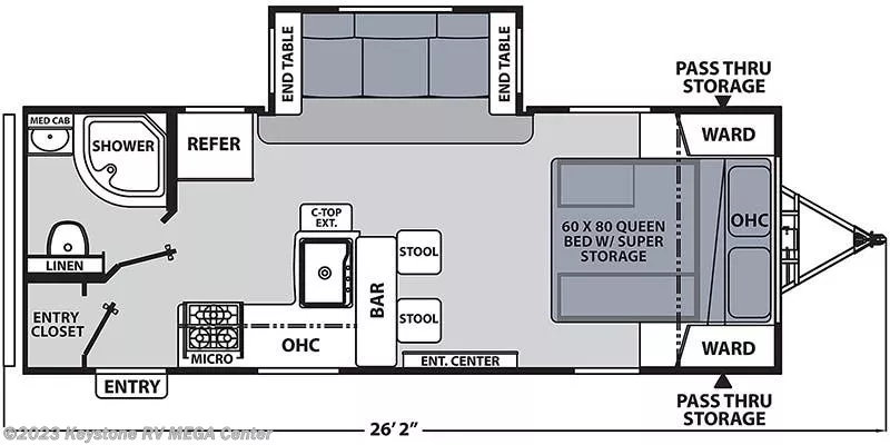 26' 2022 Forest River Coachmen Apex 211RBS w/Slide Floorplan