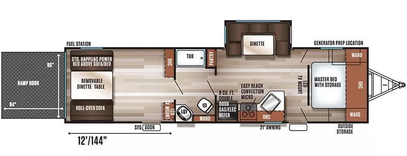 37' 2017 Forest River Cherokee Wolf Pack 25PACK12 w/Slide & Generator  - Toy Hauler Floorplan