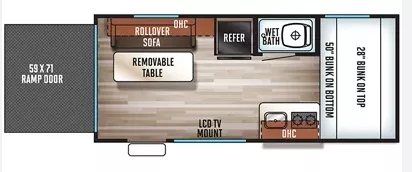 20' 2017 Forest River Cherokee Wolf Pup 17RP - Bunk House Floorplan
