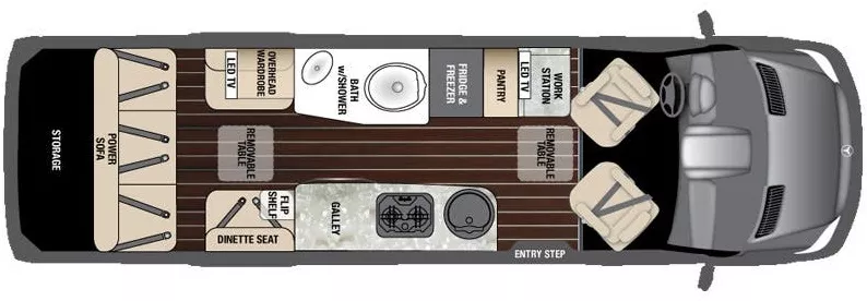 24' 2016 Airstream Interstate Grand Tour Ext 3500 Floorplan