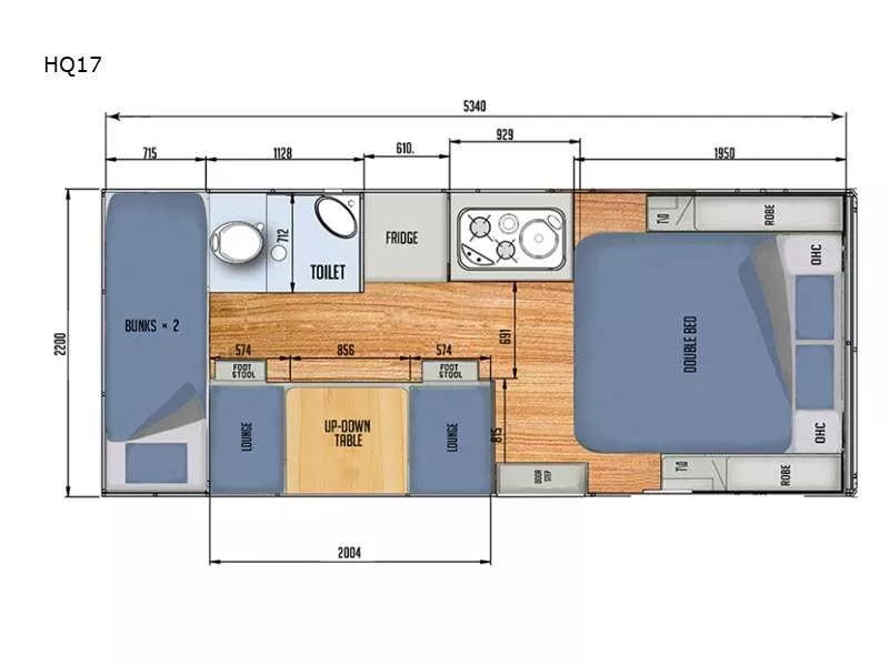 23' 2021 Black Series HQ17 - Bunk House Floorplan