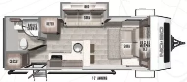24' 2021 Forest River No Boundaries 19.6 w/Slide Floorplan