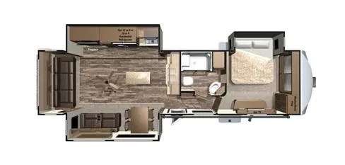 36' 2017 Highland RV Mesa Ridge 348RLS w/3 Slides Floorplan
