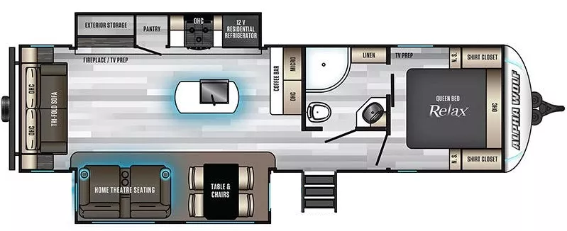 34' 2022 Forest River Cherokee Alpha Wolf 26RL-L w/2 Slides Floorplan