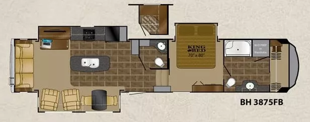 42' 2016 Heartland Bighorn 3875FB w/3 Slides Floorplan