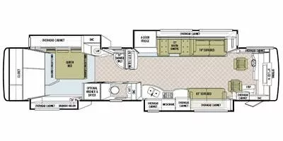 43' 2009 Tiffin Allegro Bus 43QRP 425hp Cummins w/4 Slides Floorplan
