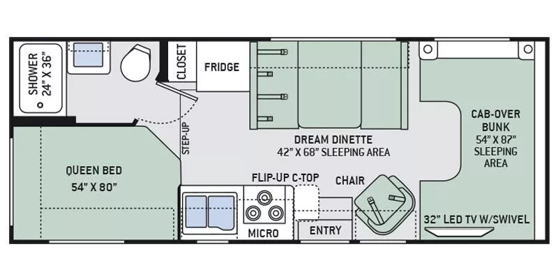 24' 2016 Thor Freedom Elite 23H Floorplan