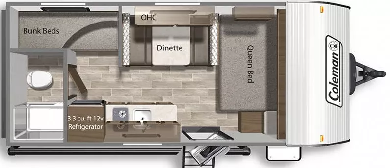 21' 2023 Dutchmen Coleman Lt 17B - Bunk House Floorplan