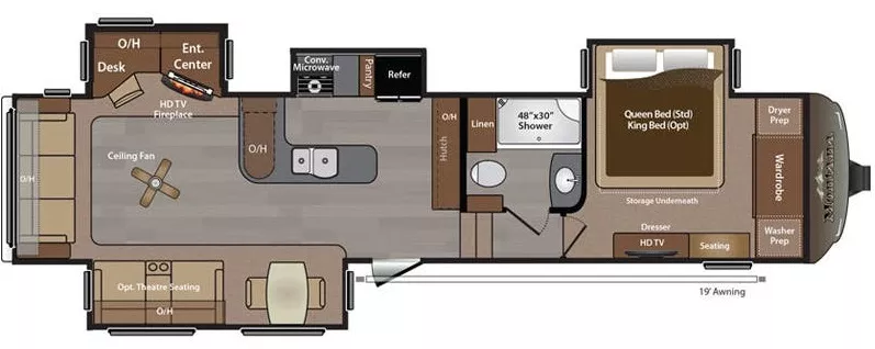 39' 2015 Keystone Montana Legacy 3440RL w/4 Slides Floorplan