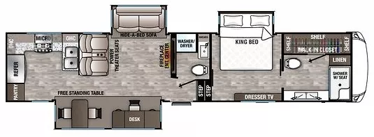 40' 2020 Forest River Cedar Creek Hathaway 38DBRK w/3 Slides Floorplan