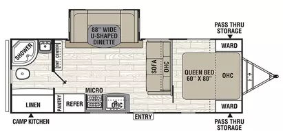 28' 2019 Forest River Freedom Express 248RBS w/Slide Floorplan