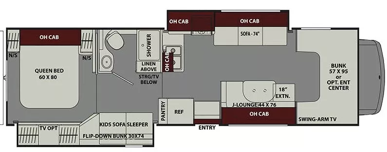 33' 2018 Coachmen Leprechaun 310BH w/2 Slides - Bunk House Floorplan