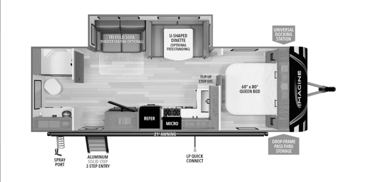 30' 2024 Grand Design Imagine 2600RB w/Slide Floorplan