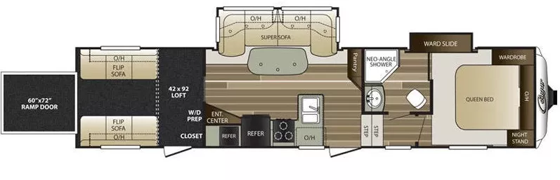 37' 2017 Keystone Cougar 326SRX w/2 Slides - Toy Hauler Floorplan