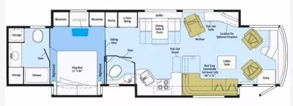 42' 2013 Winnebago Tour 42QD 450hp Cummins w/3 Slides Floorplan