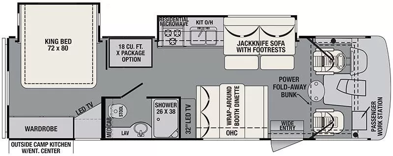 30' 2019 Forest River Fr3 29DS w/2 Slides Floorplan