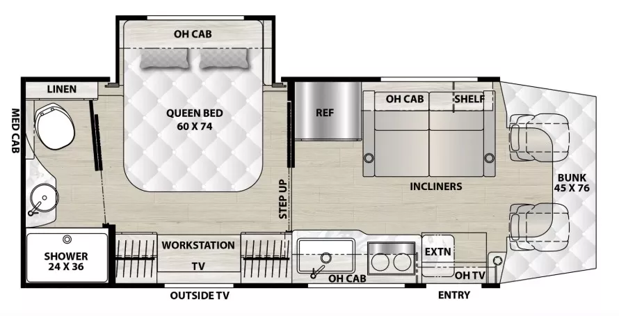 26' 2025 Coachmen Prism Elite 26RBM w/Slide Floorplan