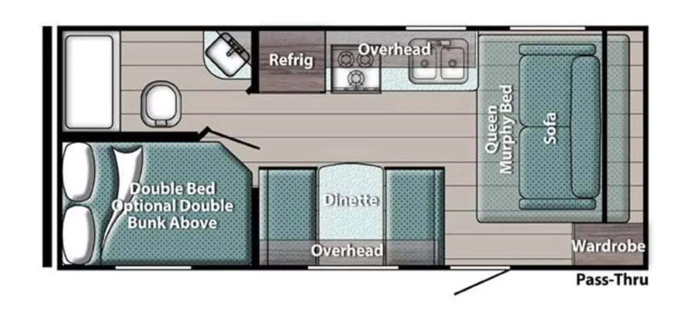 22' 2021 Gulf Stream Ameri-Lite Super Lite 197BH - Bunk House Floorplan