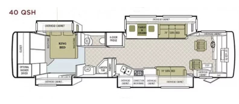 40' 2007 Tiffin Phaeton 40QSH 350hp Caterpillar w/4 Slides Floorplan